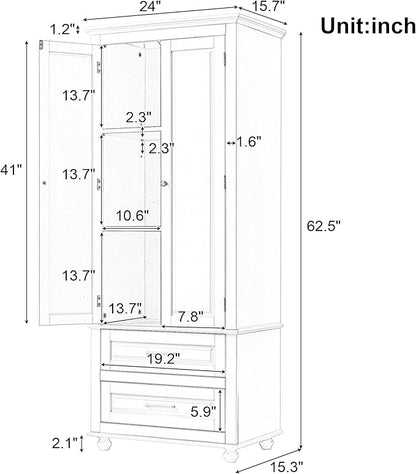 Storage Cabinet, Tall Bathroom Cabinet with Adjustable Shelf | Tall storage cabinet, upper enclosed cabinet and 2 pull-out compartments keep daily essentials organized