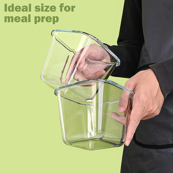 Glass Soup Containers with Lids - 4 Cup Borosilicate Glass Storage Containers, Freezer to Microwave Safe, Airtight Leak Proof, 32oz Square Soup Meal Prep Containers for Lunch Travel- 4 Pack
