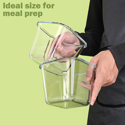 Glass Soup Containers with Lids - 4 Cup Borosilicate Glass Storage Containers, Freezer to Microwave Safe, Airtight Leak Proof, 32oz Square Soup Meal Prep Containers for Lunch Travel- 4 Pack