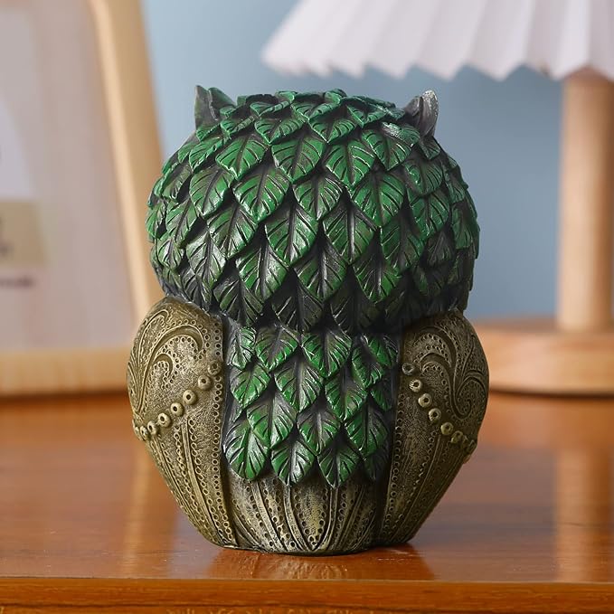 Artpaul Owl Decorations for Home Small Owl Decor Figurines Shelf Decor Home Office Living Room Decorations Birthday Gifts (Green)