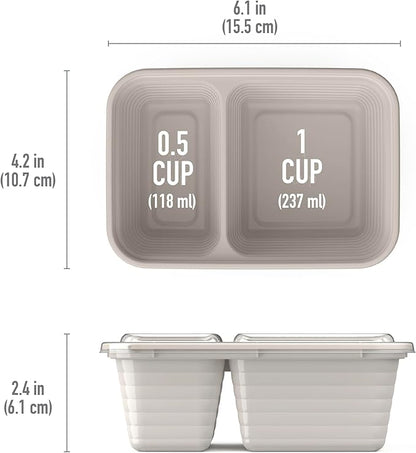 Bentgo Prep - 2-Compartment Snack Containers with Lids - Reusable, Microwaveable, Durable, PFAS & BPA-Free, Freezer and Dishwasher-Safe Meal Prep Food Storage - 10 Trays & 10 Lids (Clay)