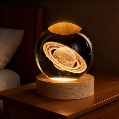 3D Saturn Crystal Ball, 2.4 inch Universe Decorative Quartz Glass Sphere, Space Astronomy Decor Display Sculpture Home Decor Gifts for Women Friends Girls