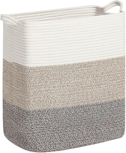 Tall Laundry Basket With Handles,Woven Cotton Rope Big Laundry Hamper Sorters,Versatile Storage for Dirty Clothes,Baby Toys,and Blankets in Bathroom, Nursery,and Living Room (Gradient Brown, 68L)