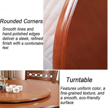 Large Lazy Susan Turntable, Wooden Round Tray Rotating for Dining Table Top Centerpiece Silent Smooth SpinBy Hand Kitchen Turntable Organizer, Easy to Clean (Brown, 35.4 in)