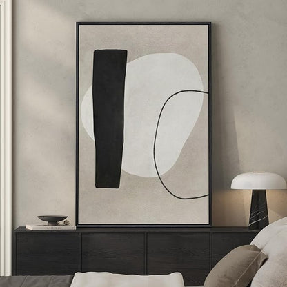 Framed Neutral Black and White Abstract Wall Art, Large Modern Canvas Prints Paintings Artwork for Walls, Minimalist Neutral Canvas Pictures for Living Room Dining Bedroom Hallway Wall Decor 24x36 In
