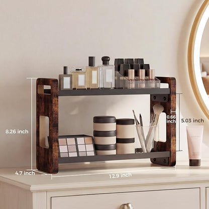 Bathroom Organizers and Storage,Bathroom Counter Organizer,Bathroom Counter Shelf,Bathroom Sink Organizer,Vanity Organizers,Vanity Storage,Perfume Display,Perfume Storages(Brown 2 Tier)