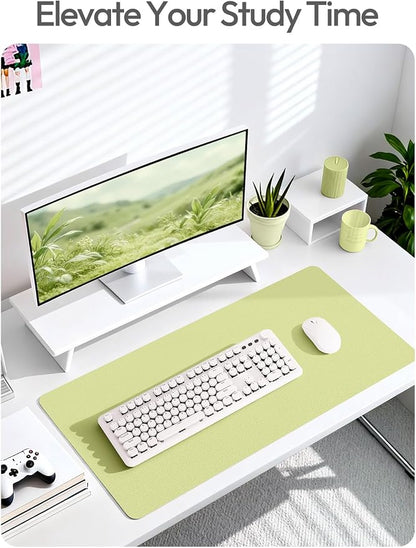YSAGi Leather Desk Protector, Office Mat, Large Mouse Mat, Non-Slip PU Leather Blotter, Laptop Desk, Waterproof Writing Pad for Office and Home (Peak Green, 35.4" x 17")