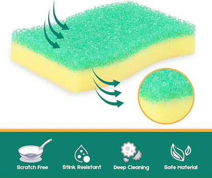 LAUNDRYLUX Scrub Sponge, 8 Pack Dual-Sided Temperature-Responsive Scrubber - Non-Scratch - Multipurpose Dish Sponges for Kitchens, Bathrooms, and Outdoor Use - S Shape