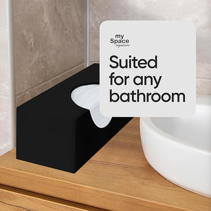 Rectangle Tissue Box Cover | Fits Top Side Opening Tissue Boxes | Black Tissue Box Holder for Bathroom | Premium Acrylic Tissue Cover