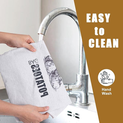 Potato Onion Garlic Storage Bag, Fabric Onion and Potatoes Storage Bag, Washable Garlic Potatoes Onions Keeper with Drawstring, 3 Pack (Garlic Onion Potato Bag)