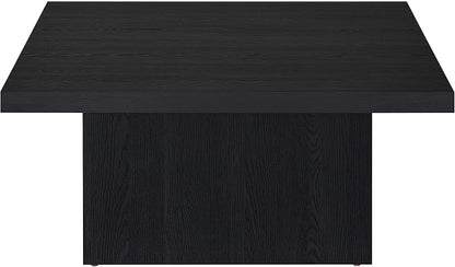 Coaster Home Furnishings - Devar - Wood - Square Coffee Table with Pedestal Base, Geometric Design and Contemporary Style - Living Room - Black - 706408