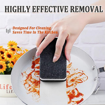 Taeku Natural Kitchen Sponge, 6 Pack Heavy Duty Scrub Cellulose Sponge Premium Multifunction Eco Friendly Cleaning Sponges for Dishes (Black)