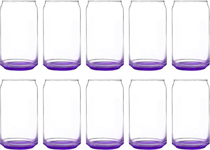 DISCOUNT PROMOS Beer Can Glasses Set of 10, 16 oz. Pint Sized, Soda Can Shape, Glassware, Purple