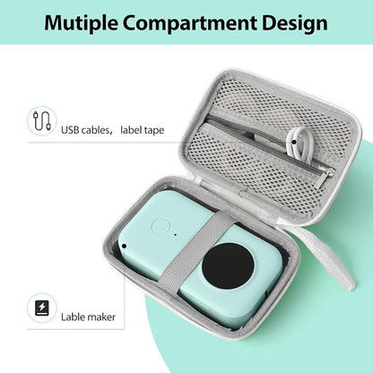 Label Maker Case Compatible with Phomemo D30 NELKO P21 NiiMbot JADENS D11 D110 SUPVAN E10 Label Printer, Hard Carrying Container Storage Holder Organizer for Tape Roll, Charging Cable (Box Only)