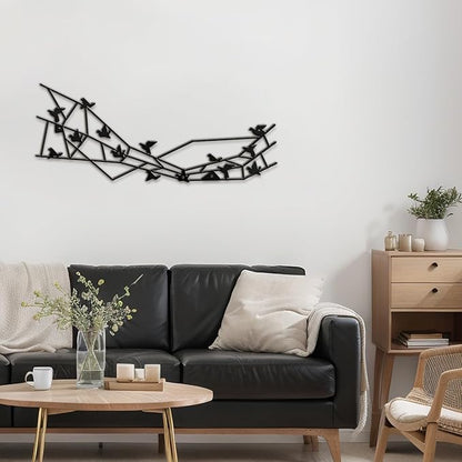 SIGNLEADER Metal Wall Art Decor Birds Perching Modern Abstract Wall Sculpture Hangings Home Decoration for Living Room, Bedroom, Bathroom, Kitchen, Outdoor - 36" Black