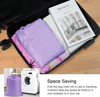 Polecasa 2 Pack Extra Heavy-Duty Laundry Bag 28x36”- Machine Washable Large Storage Bag with Reinforced Handles & Drawstring Closure & ID Tag for College Dorm Travel -Purple