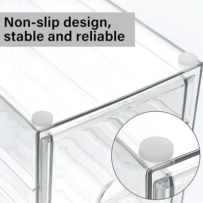Prsildan Acrylic Drawer Makeup Organizer with 5 Drawers, Hair Accessories Organizer, Office Desk Organization, Clear Stackable Storage Drawers for Vanity, Countertop, Craft, Jewelry