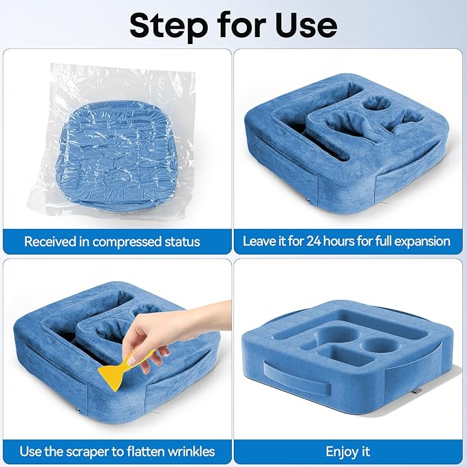 Couch Cup Holder Pillow, Sofa and Bed Caddy for iPad, Kindle, Switch, Game Controller, Remotes, Phones, Small-Sized Cup and Drink Holder for Couch, Bed, Desk, Car, Beach, Bathroom Cup Holder, Blue