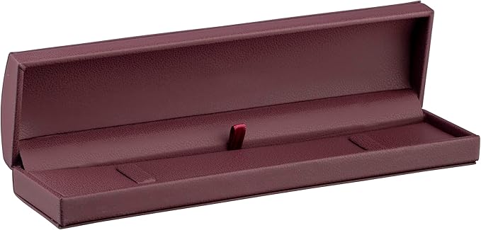 Dome-Shape Leather Bracelet Box for Women & Men – Jewelry Gift Box Ideal for Bracelet Case, Necklace, Chain – Bracelet/Necklace Box with Cream Ribbed Outer Box & Matching Bow Ribbon