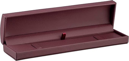 Dome-Shape Leather Bracelet Box for Women & Men – Jewelry Gift Box Ideal for Bracelet Case, Necklace, Chain – Bracelet/Necklace Box with Cream Ribbed Outer Box & Matching Bow Ribbon