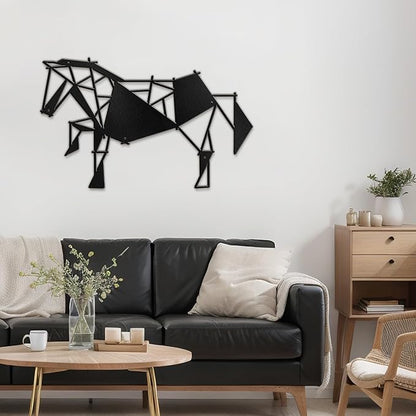 SIGNLEADER Metal Wall Art Decor Galloping Horse Modern Abstract Wall Sculpture Hangings Home Decoration for Living Room, Bedroom, Bathroom, Kitchen, Outdoor - 12" Black