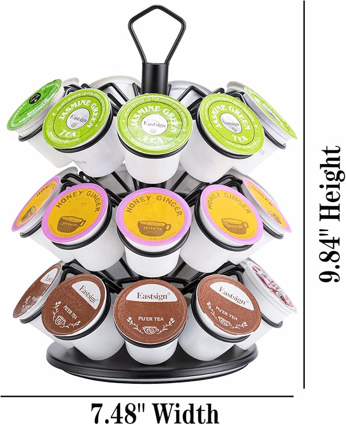K-Cup Storage Coffee Capsules Pod Holder Carousel Capsule Display Storage for k-cup（27pods-3tiers）