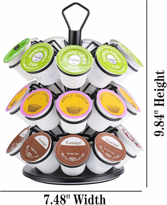 K-Cup Storage Coffee Capsules Pod Holder Carousel Capsule Display Storage for k-cup（27pods-3tiers）