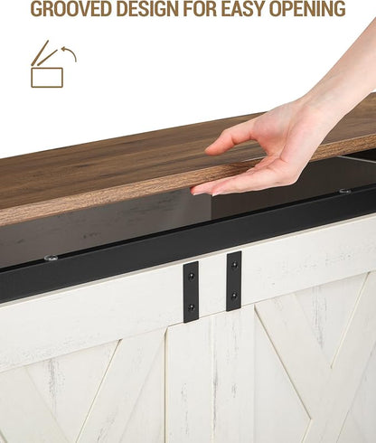 59" Storage Chest, Large Storage Trunk with 2 Hinges, Farmhouse Wooden Box Bench, Lift-Top Organizer Chest, Entryway Trunk for Bedroom, Living Room, White and Brown SB15014X