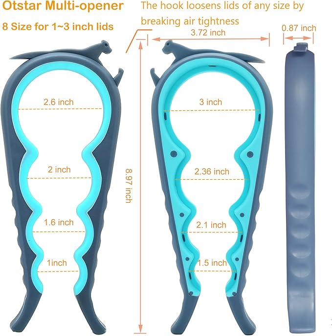 Jar Opener for Weak Hands, 5 in 1 Bottle Opener for Seniors with arthritis | Multifunction Lid Opener, Adjustable, Non-slip, Effortlessly Open Jars Bottles and Ring Pull Cans,Included Rubber Gripper Pad