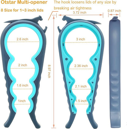 Jar Opener for Weak Hands, 5 in 1 Bottle Opener for Seniors with arthritis | Multifunction Lid Opener, Adjustable, Non-slip, Effortlessly Open Jars Bottles and Ring Pull Cans,Included Rubber Gripper Pad