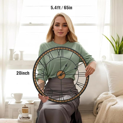 Micasso Non-Ticking Large Wall Clock : 20inch Modern Metal Black with Solid Wood Frame Silent Clock for Living Room/Bedroom/Kitchen - Home Decor for Fashion-Conscious (Style 1, 20-Inch)