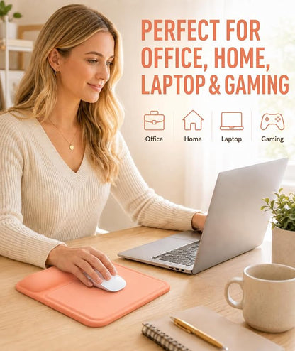 eulps Ergonomic Mouse Pad with Wrist Rest, Gel Mousepad with Soft Wrist Support, Non-Slip PU Base, Smooth Surface Mouse Pad for Wrist Pain Relief, Computer Laptop Office Home & Gaming (Orange)