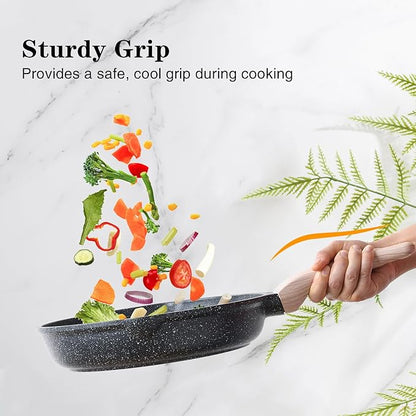 Kordisen Nonstick Frying Pan Skillet, 9.5 Inch Granite Egg Omelet Pan, Healthy and Non Toxic, Induction Compatible, PFOA Free