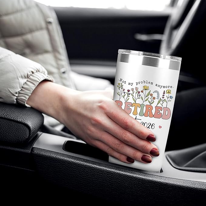 Retired Gifts for Women – Retired 2026 Not My Problem Anymore Tumbler with Card, Funny Gifts for Retirees, Farewell Gift Ideas for Women Coworkers, Bosses, Teachers, Nurses