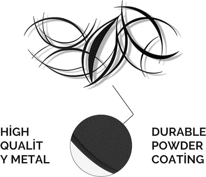 pluviart Modern Abstract Metal Wall Art – Black Curved Lines Sculpture for Living Room, Bedroom or Office – Large 3D Contemporary Home Decor – Minimalist Iron Wall Accent (40”x23”)