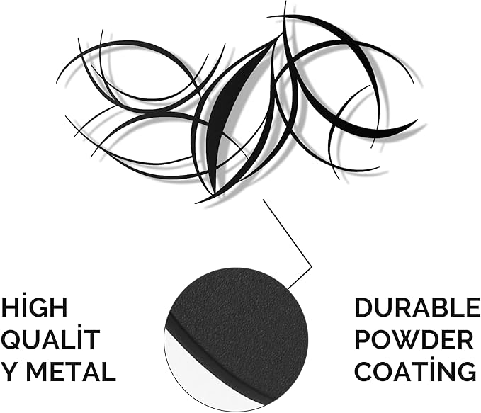 pluviart Modern Abstract Metal Wall Art – Black Curved Lines Sculpture for Living Room, Bedroom or Office – Large 3D Contemporary Home Decor – Minimalist Iron Wall Accent (50”x28”)