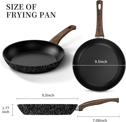Frying Pan Nonstick - 9.5 Inch Frying Pan,Non Stick Skillet Egg Omelette Pan, Black Nonstick Non Toxic Cooking Pan,Oven Safe, Induction Compatible, PFOA Free