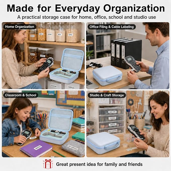 Case Compatible with DYMO Label Maker LabelManager 160/280 Portable Label Maker, Label Printer Storage Organizer for AC Adapter, Tape Cartirdges and More Accessories(Box Only) (Blue)