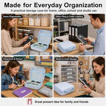 Case Compatible with DYMO Label Maker LabelManager 160/280 Portable Label Maker, Label Printer Storage Organizer for AC Adapter, Tape Cartirdges and More Accessories(Box Only) (Blue)