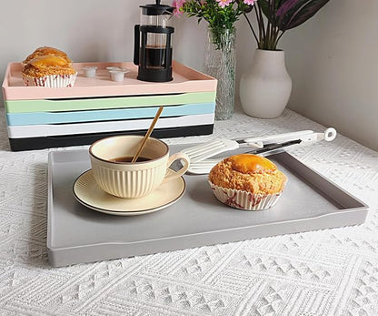 Gray Serving Tray (15 x 10.6 inch), Large Tray, Serving Accessory, Spa, Coffee, Drinks, Tea, Bar, Party, Seasoning, Perfume and Display Use.