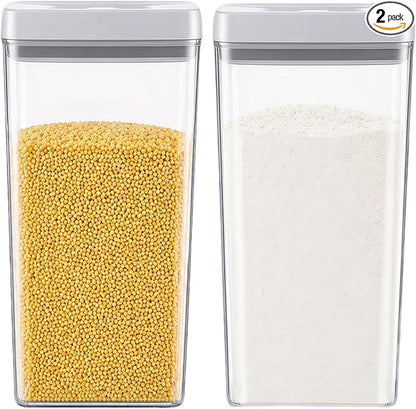 UFORU Food Storage Containers with Twist-lock Lids,2.6Qt 2Pcs Airtight Food Storage Containers, BPA-Free Stackable Kitchen Pantry Organizers and Storage, Rotary Opening Flour and Sugar Container Sets