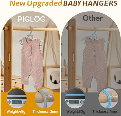 Baby Hangers 40PCS, 11"-14" Extendable and Stackable Kids Hangers, 45g Ultra-Thick Space Saving Non-Slip Plastic Hanger for Infant, Toddler and Nursery Closet