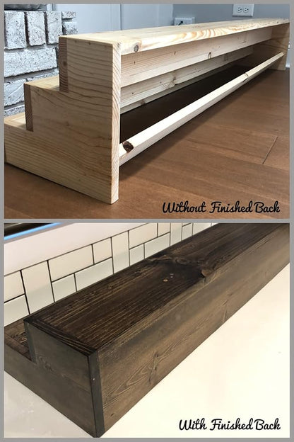 Handmade Tiered Display Shelving - Three Tier Bar Display - Bar Organizer - Liquor Bottle Display (18" with Back, Special Walnut)
