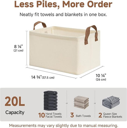 StorageWorks Storage Bins, Shelves Baskets for Organizing, Fabric Closet Organizers with Handles, Metal Frame, Beige?Texture?, 2-Pack