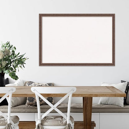 Amanti Art White Cork Board for Wall, 26x38 Vision Board with Brown Wood Frame, Large Corkboard Office Decor for Home Organization, Country Rustic Corkboard Pinboard to Display Items for Home