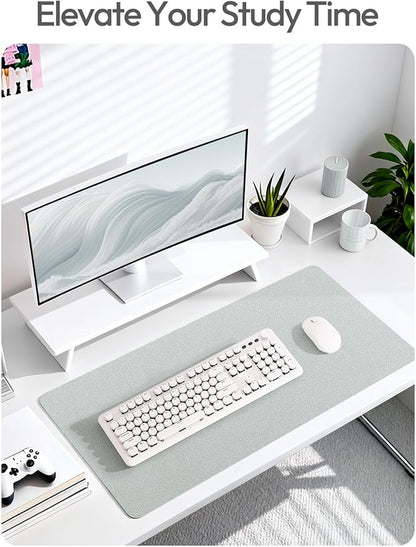 YSAGi Leather Desk Pad Protector, Office Desk Mat, Large Mouse Pad, Non-Slip PU Leather Desk Blotter, Laptop Desk Pad, Waterproof Desk Writing Pad for Office and Home (Silver, 31.5" x 15.8")