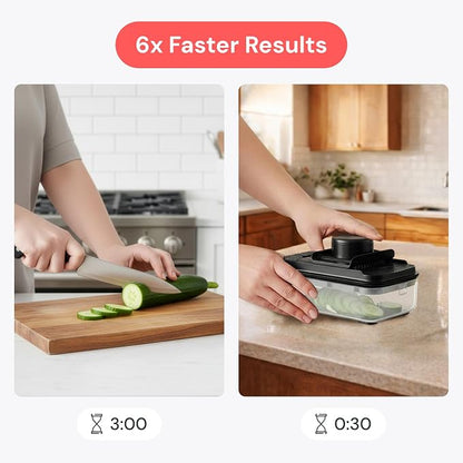 Fullstar Essential Vegetable Chopper & Mandoline Slicer - Space-Saving 2-in-1 - Food Chopper with Container, Fruit Slicer, Onion Dicer - Apartment-Friendly Veggie Chopper - Kitchen Gadget (Black)