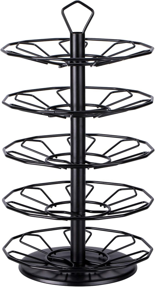 FlagShip for Keurig Pod Holder K cup Carousel Coffee Pod Holder Stand Black Metal 5 Tier 35 Pods