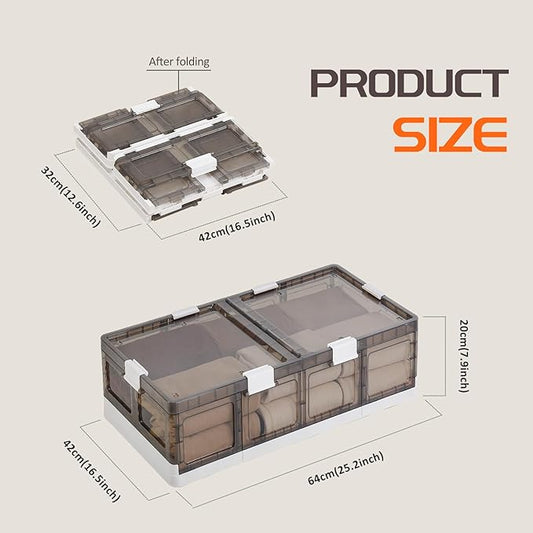 Under Bed Storage Containers with Wheels - Stackable, Foldable Plastic Storage Boxes with Lids for Clothes, Shoes, Blankets - Perfect for Bedroom Organization and Dorms (2 Pack-25.2''x16.5''x7.9'')