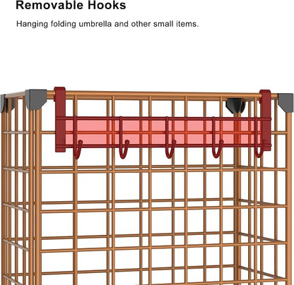 AWTATOS Umbrella Holder Entryway, Umbrella Stand Freestanding, Metal Square Umbrella Rack Organizer with a Removable Drip Tray, Hooks, Brown